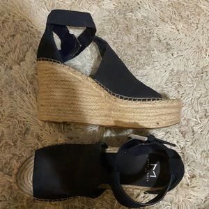 Marc Fisher Navy Blue Espradrille Wedges